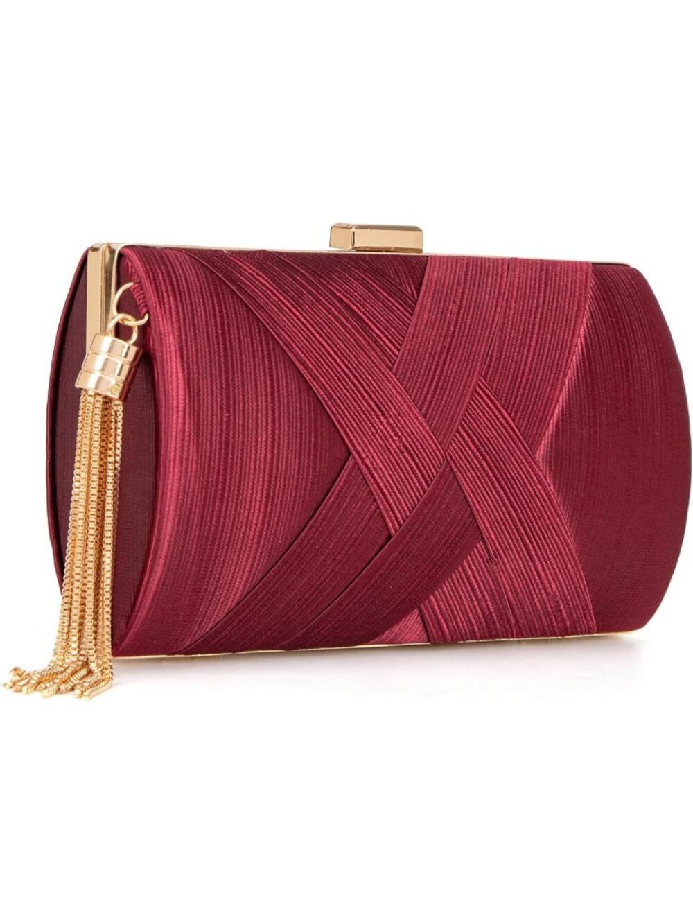 Women's Wine Gold Formal Clutch Purse Wedding Evening Crossbody Bag